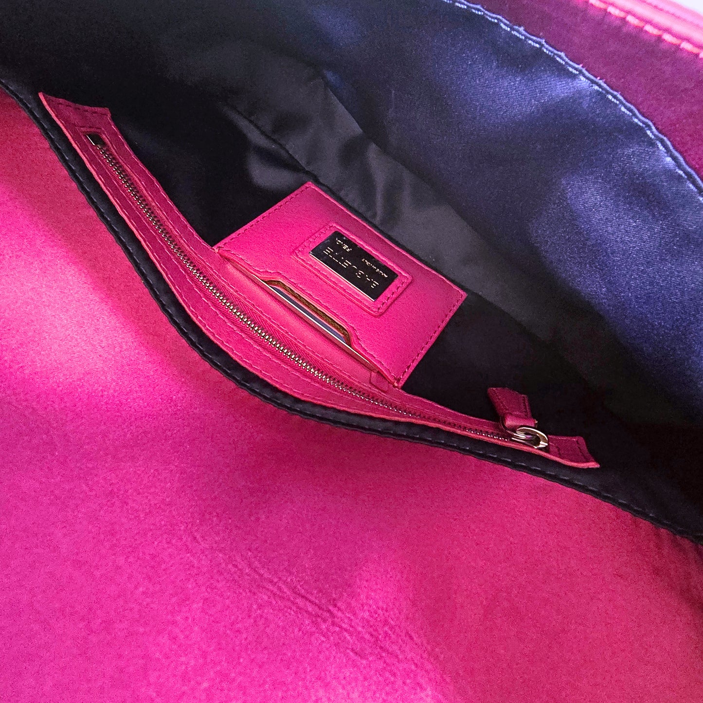 Fendi Baguette Fuchsia Silk Diamond Crystals