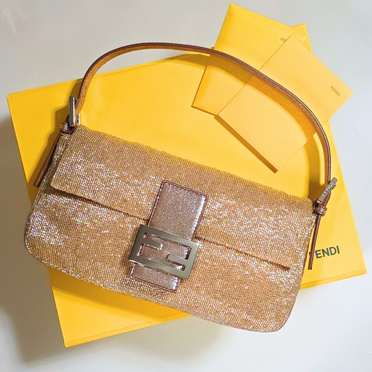 Fendi Baguette Copper-Nude Beaded