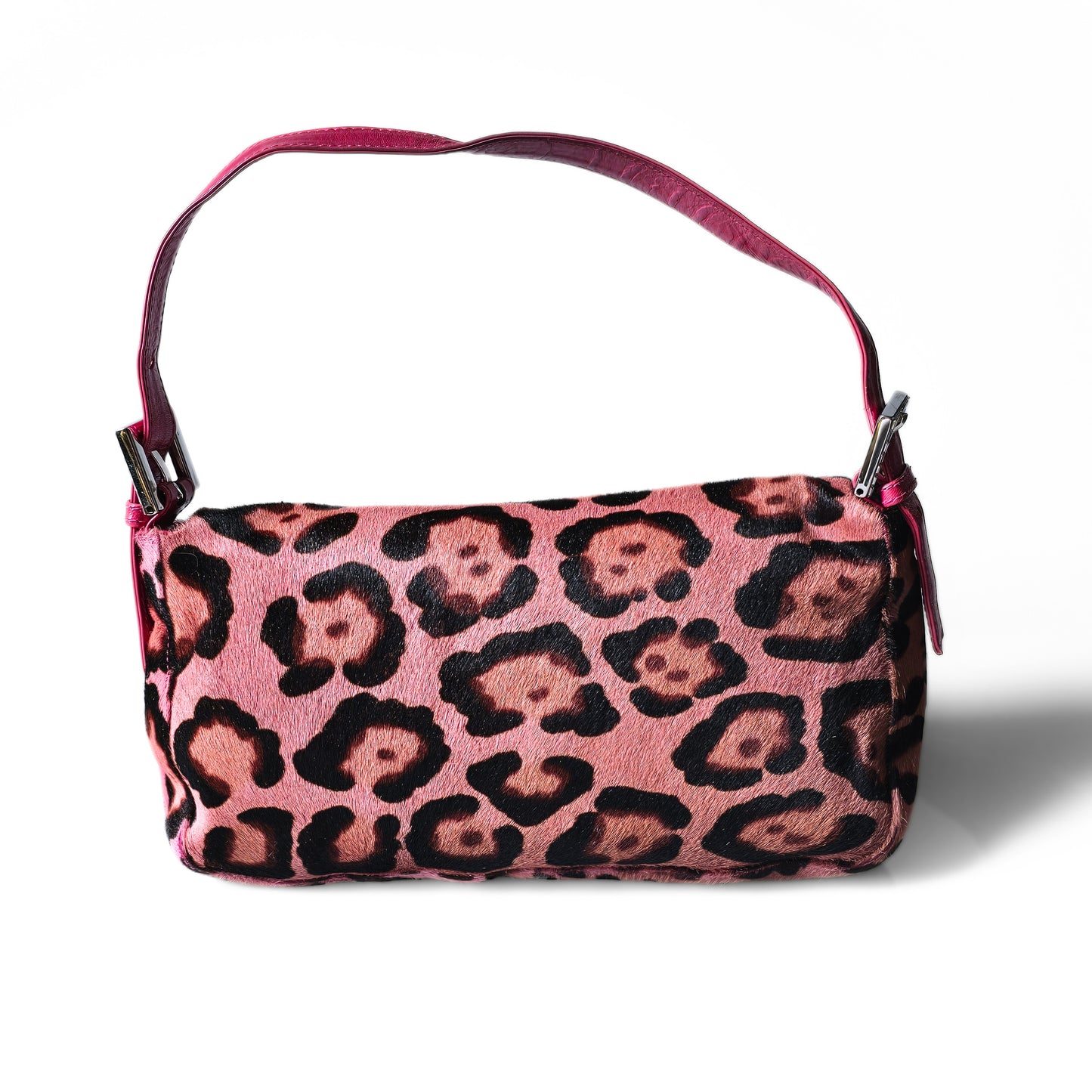 Fendi Baguette Hot Pink Leopard Pony Hair Crystal Buckles