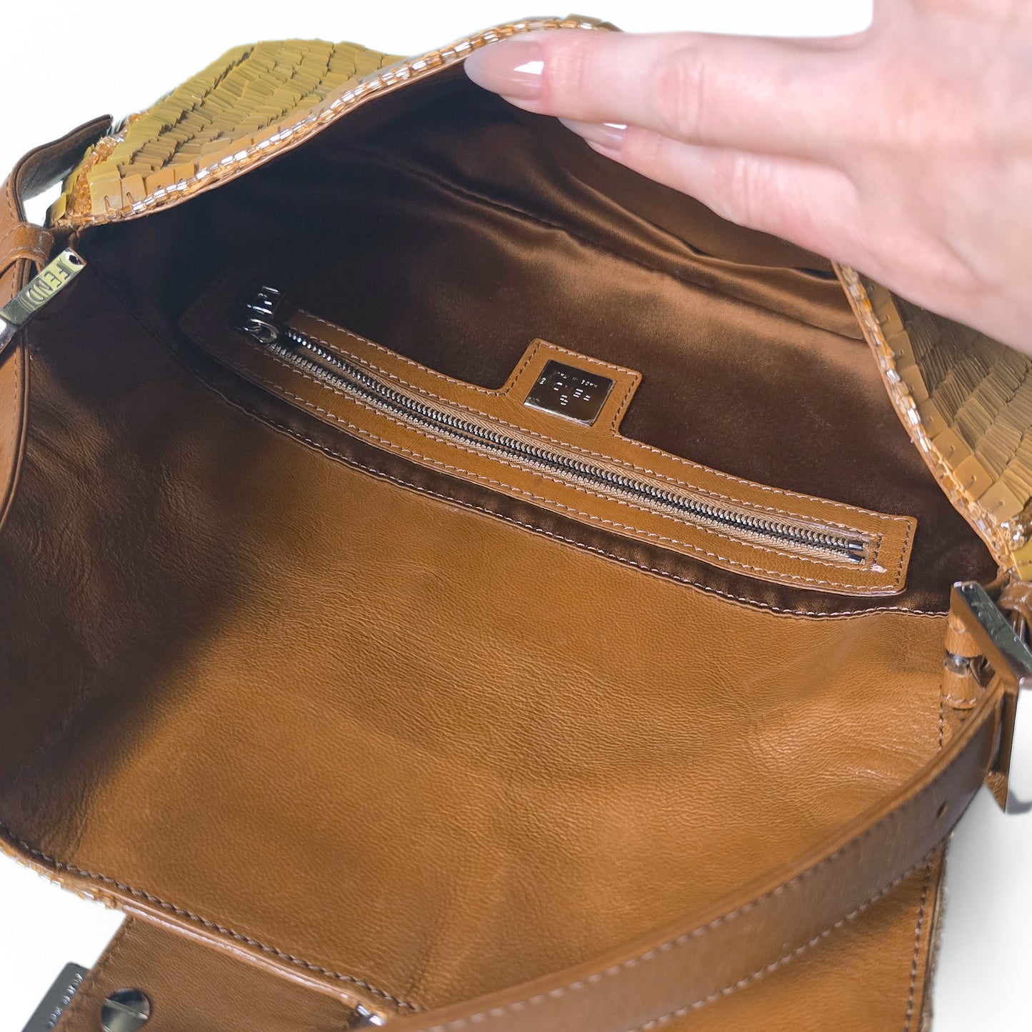 Fendi Baguette Caramel Brown Sequins