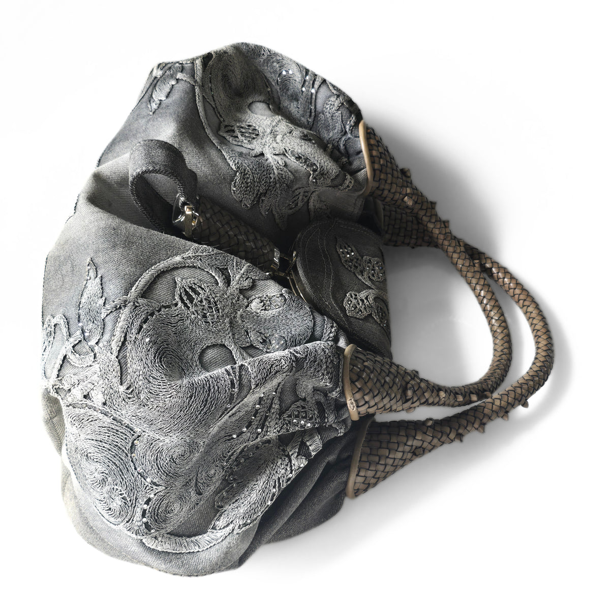 Fendi Limited Edition Denim Spy Bag Embroidered Rhinestone Squirrels