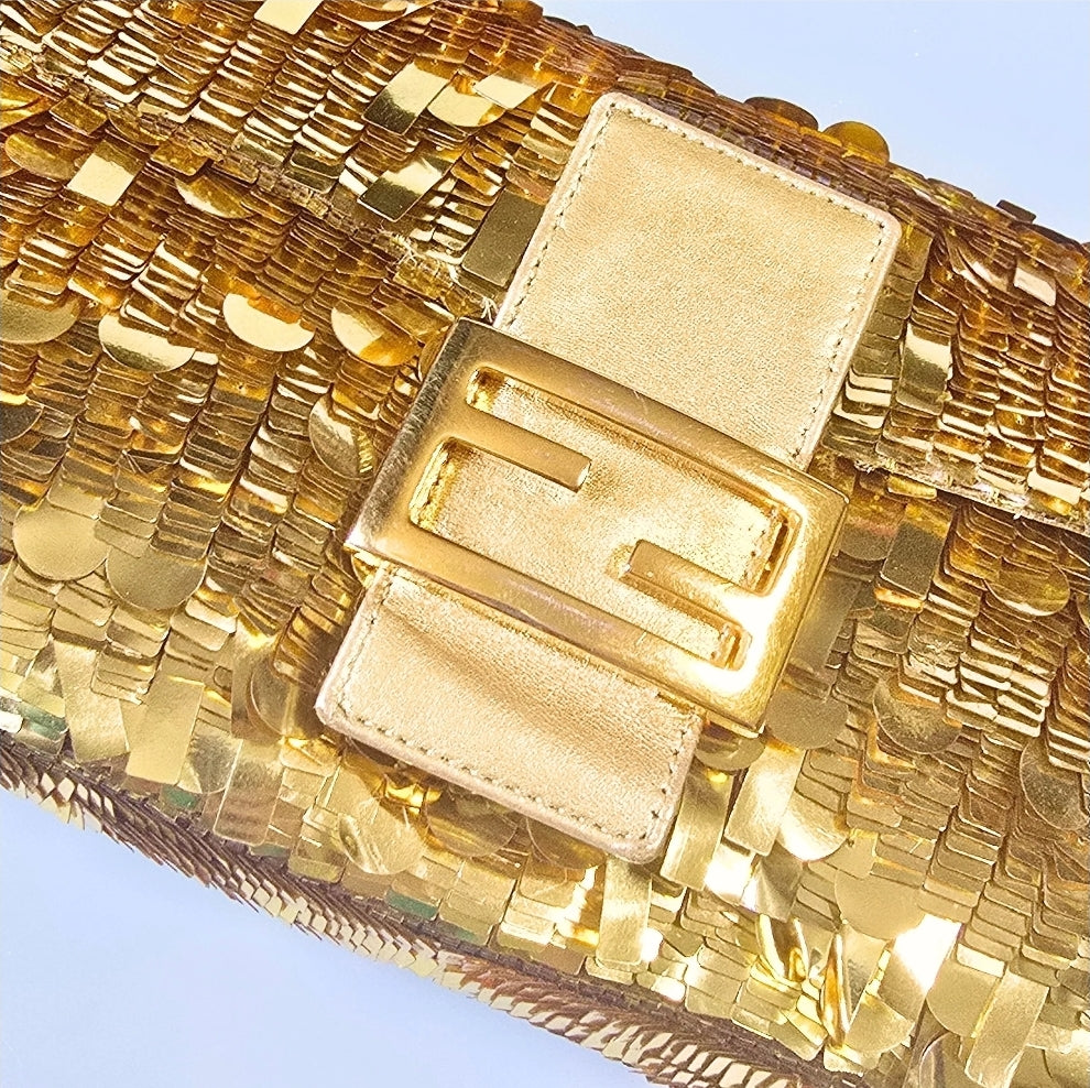 Fendi Baguette Gold Sequins Vintage