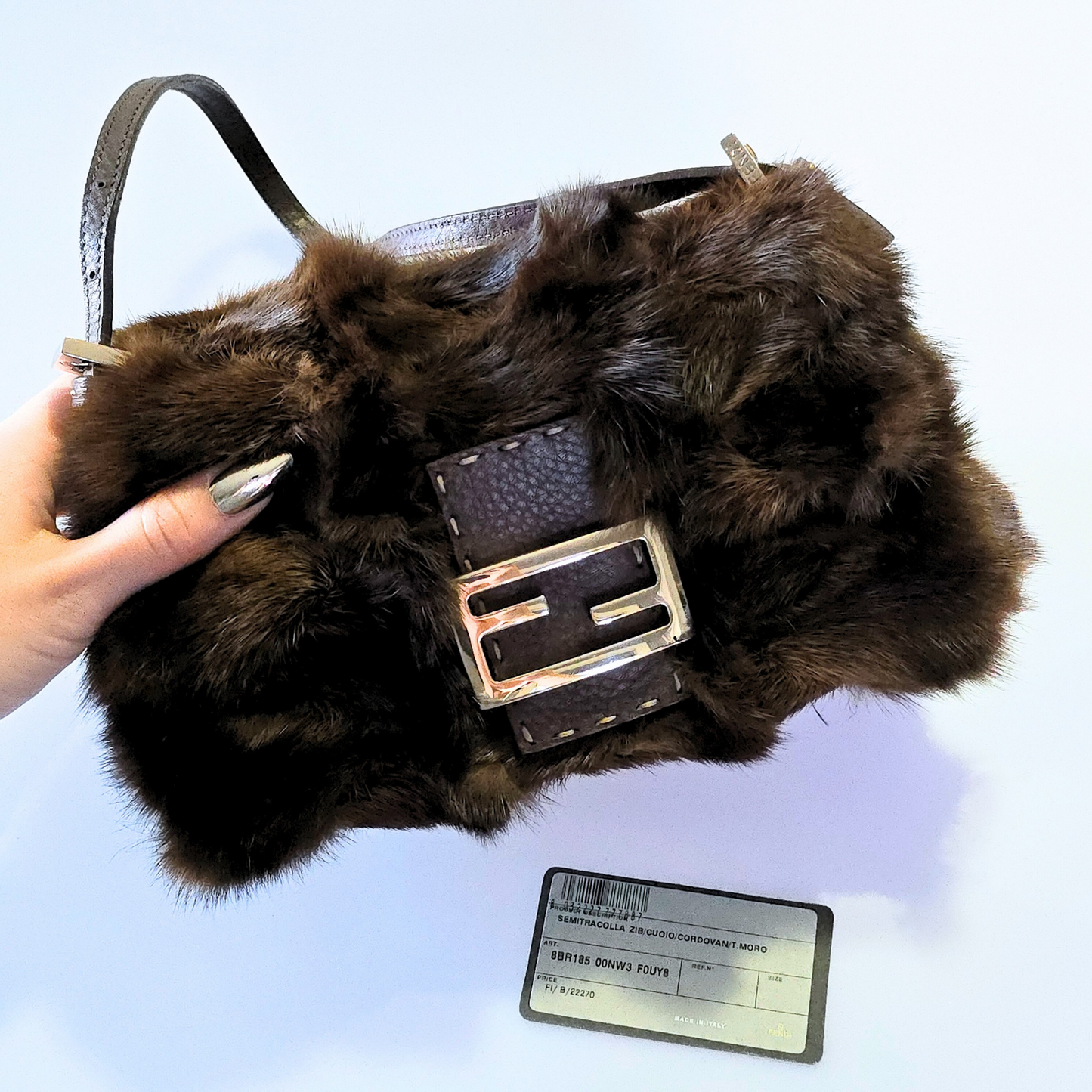 Fendi Rabbit Fur Selleria Mini Mama Baguette