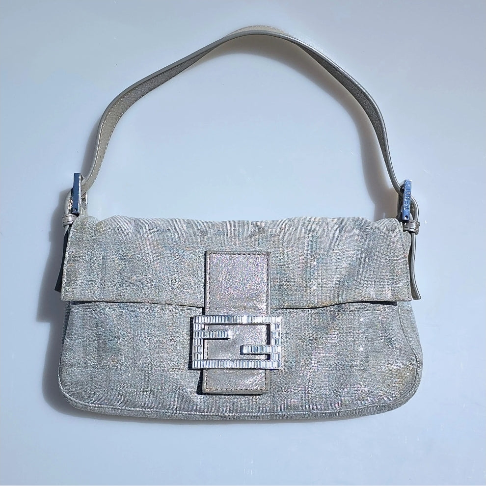 Fendi Baguette in Silver Glitter/Iridescent