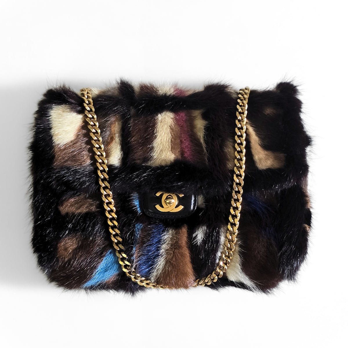 Chanel Mink Patchwork Arm Candy Single Flap Bag GHW Medium