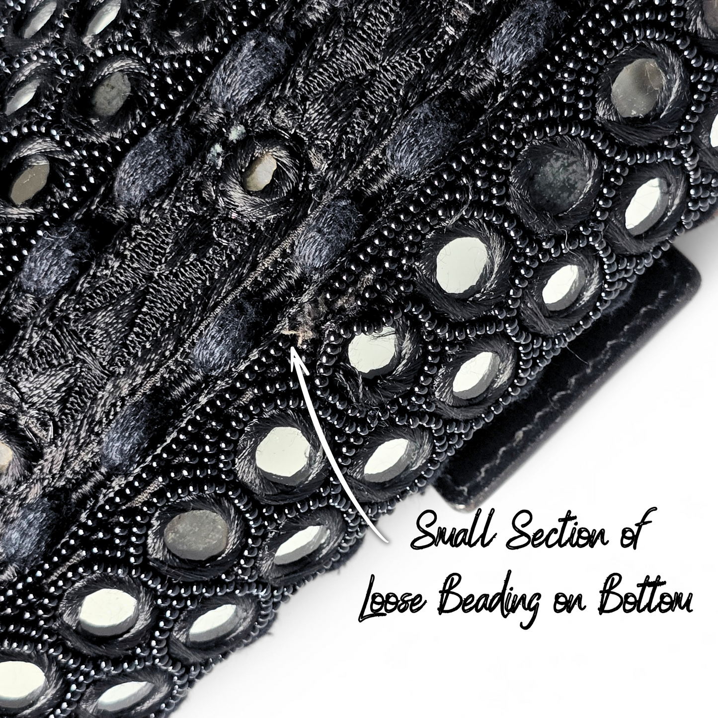 Fendi Baguette Mirror Beaded Embroidery Black