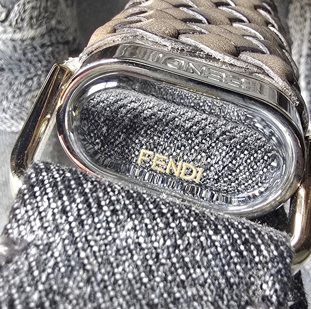 Fendi Limited Edition Denim Spy Bag Embroidered Rhinestone Squirrels