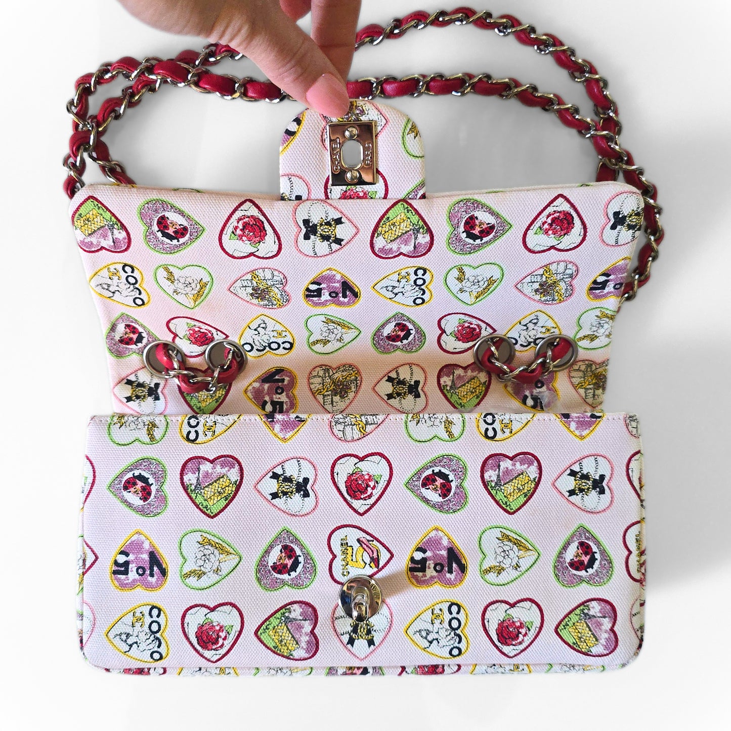 Chanel Valentine Canvas Single Flap Bag Pink