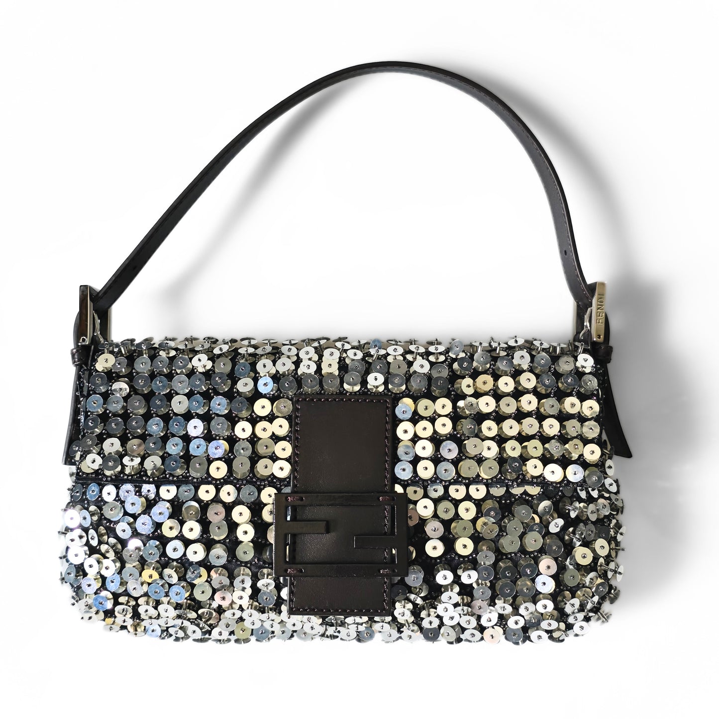Fendi Baguette Silver 3D Sequins