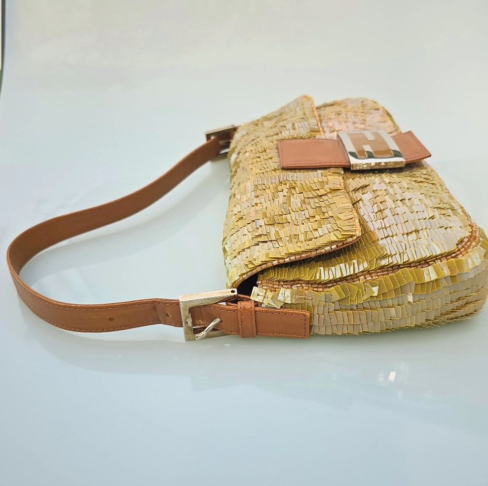 Fendi Sequin Baguette Warm Beige/Tan