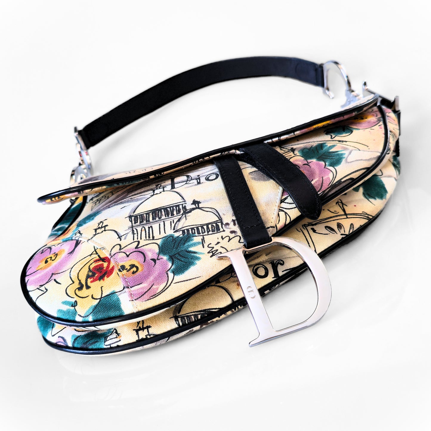 Dior Limited Edition 1950s Paris Sketch Saddle Bag