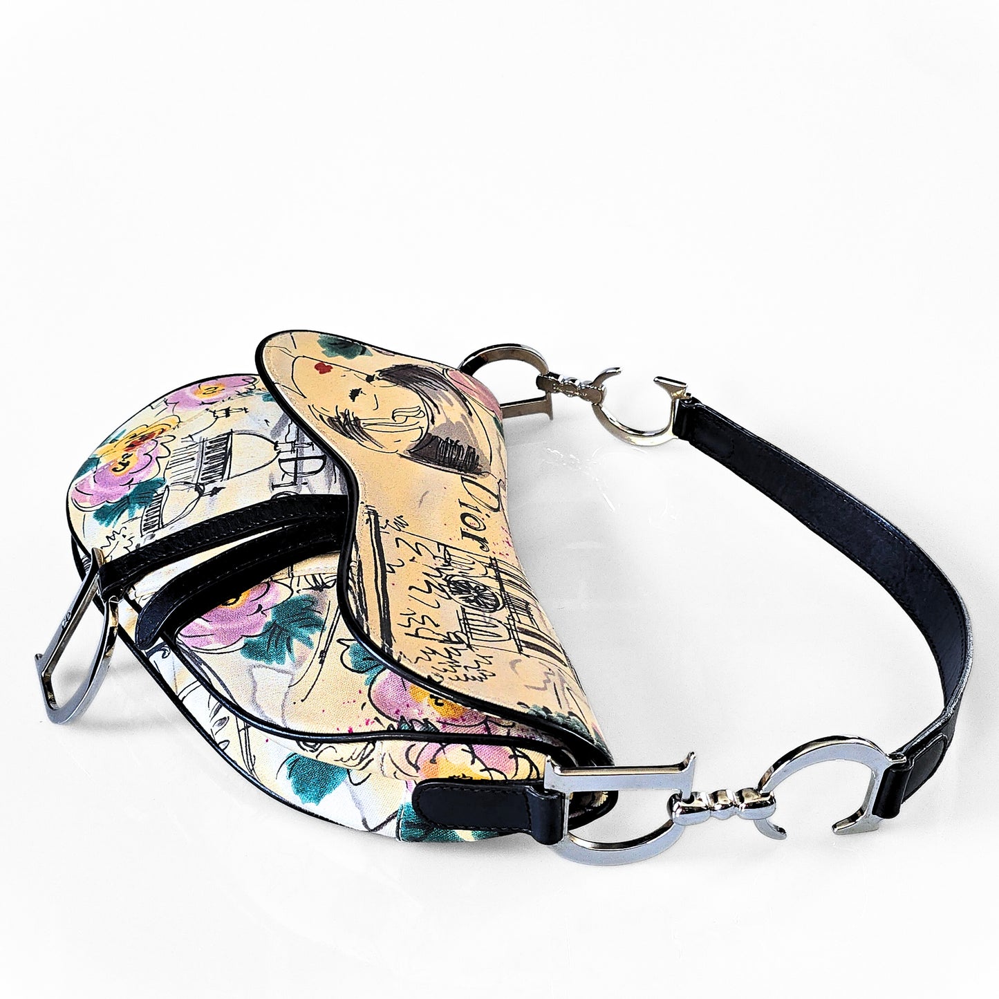 Dior Limited Edition 1950s Paris Sketch Saddle Bag