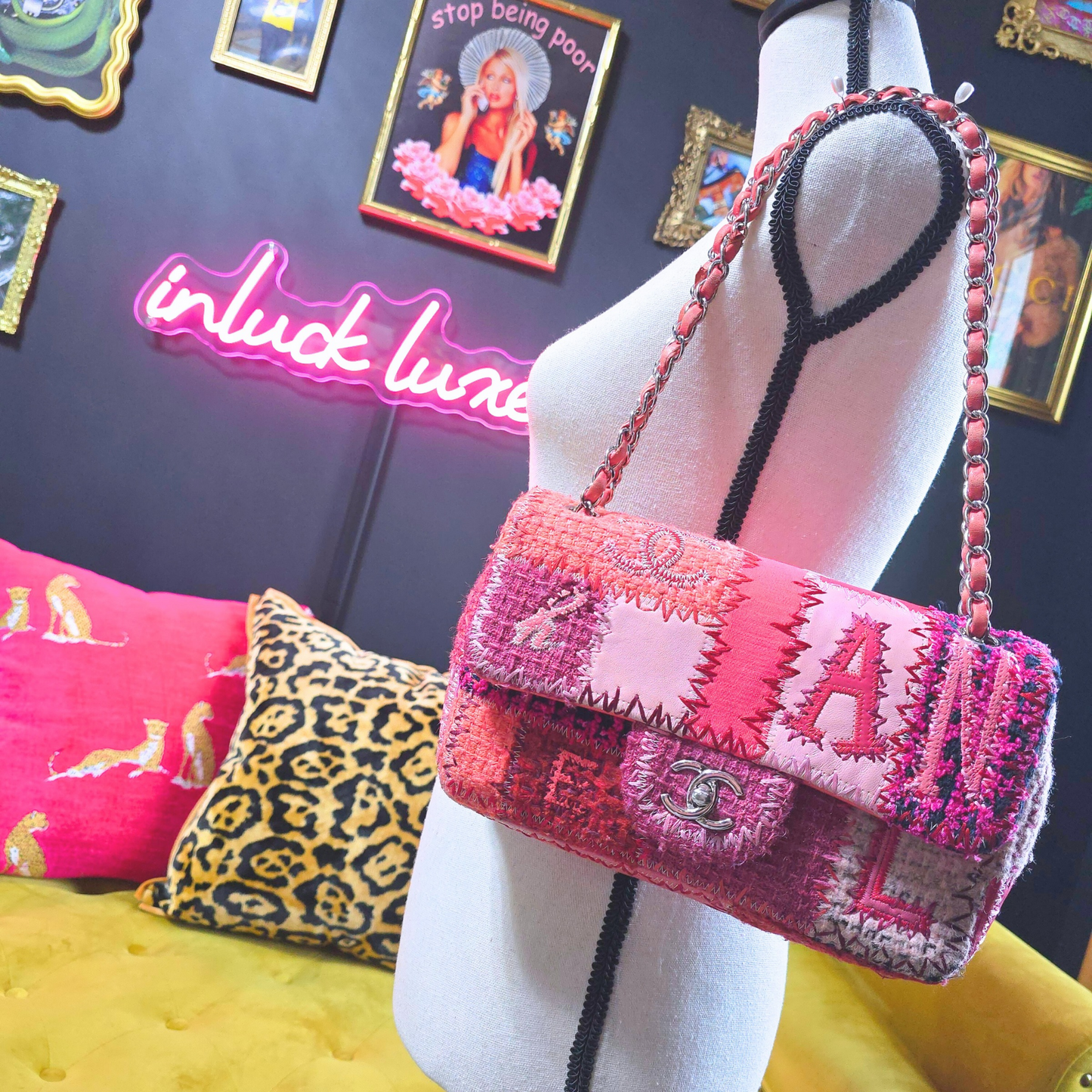 Chanel Medium Patchwork Flap Bag Pink/Red