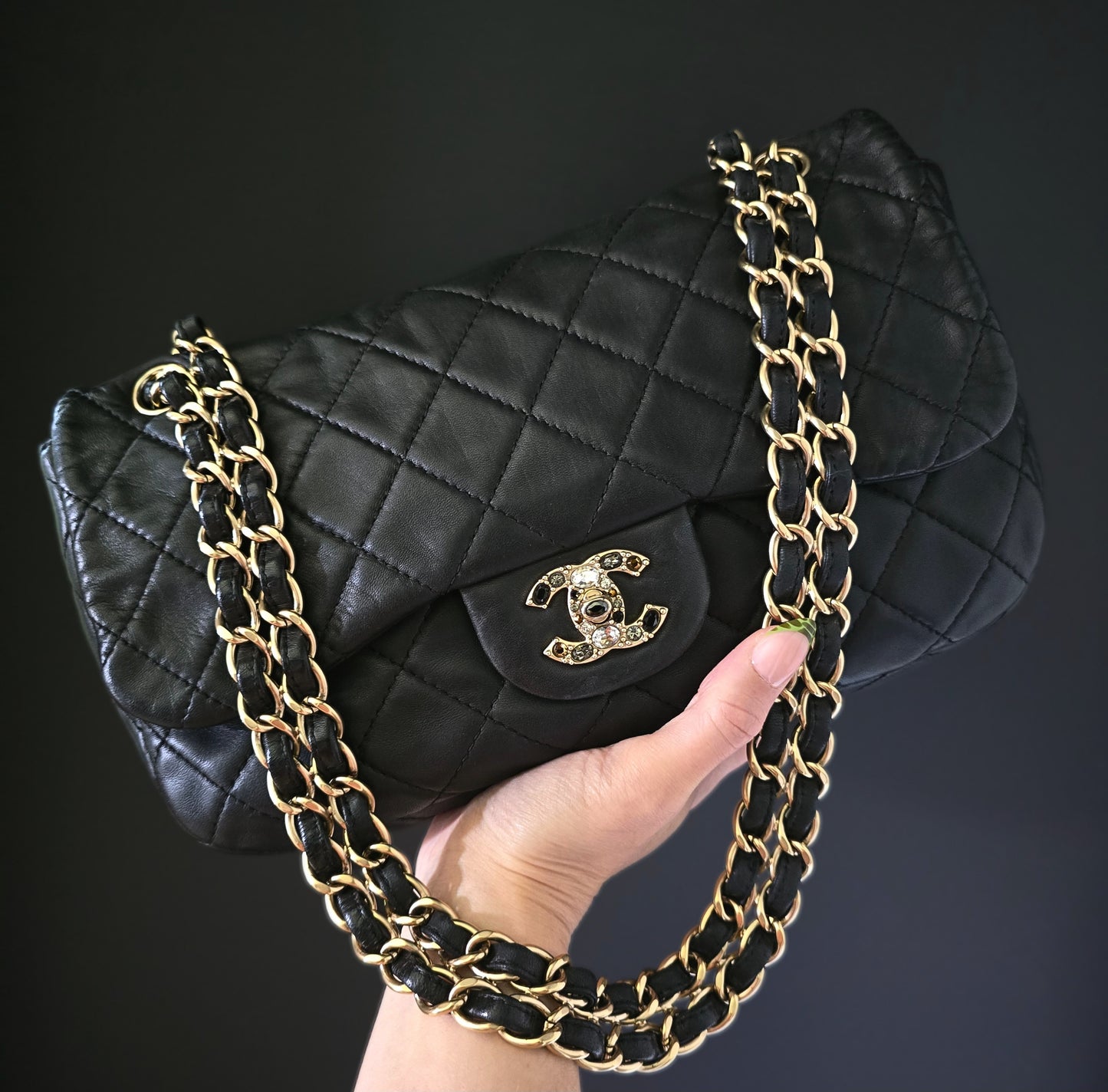 Chanel Precious Gem Turn Lock Single Flap Bag