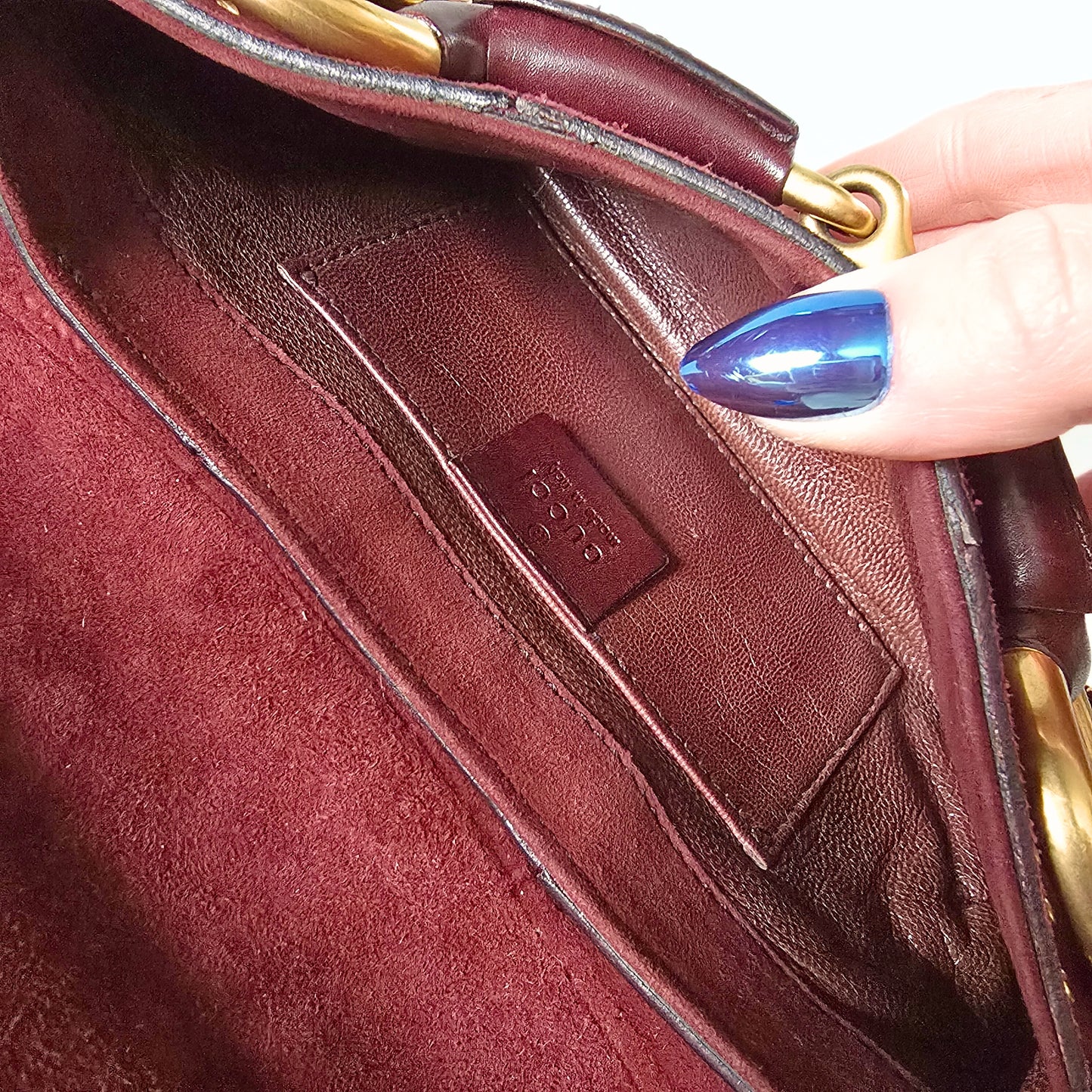 Gucci Horsebit Clutch Tom Ford Era Burgundy Suede Studded