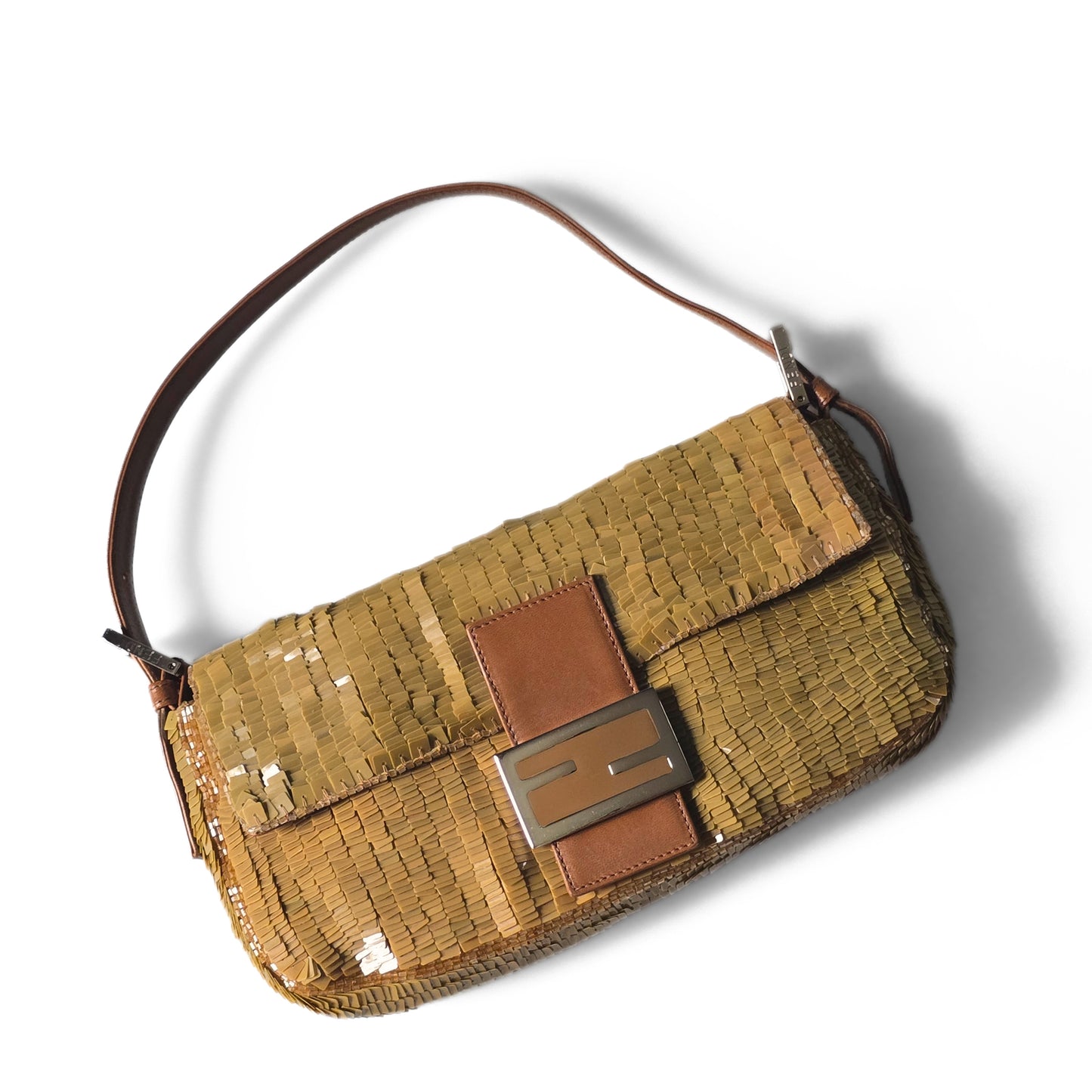 Fendi Baguette Caramel Brown Sequins