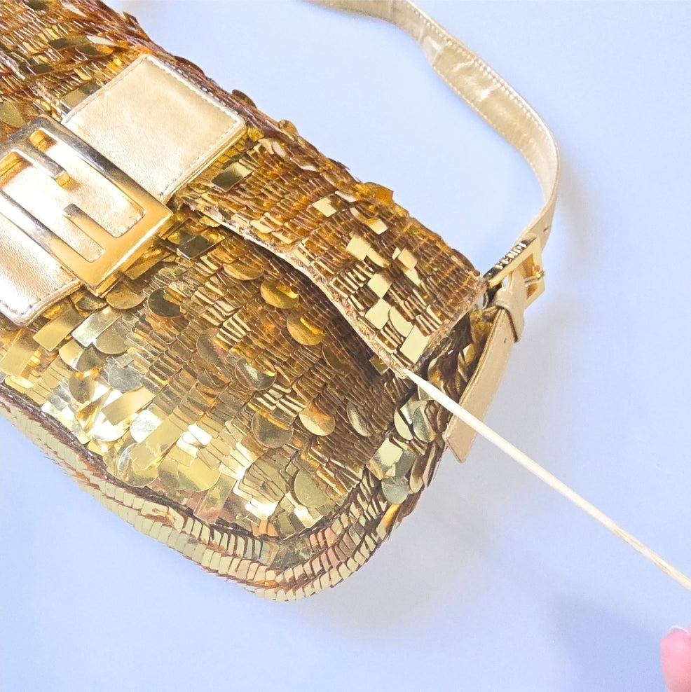 Fendi Baguette Gold Sequins Vintage