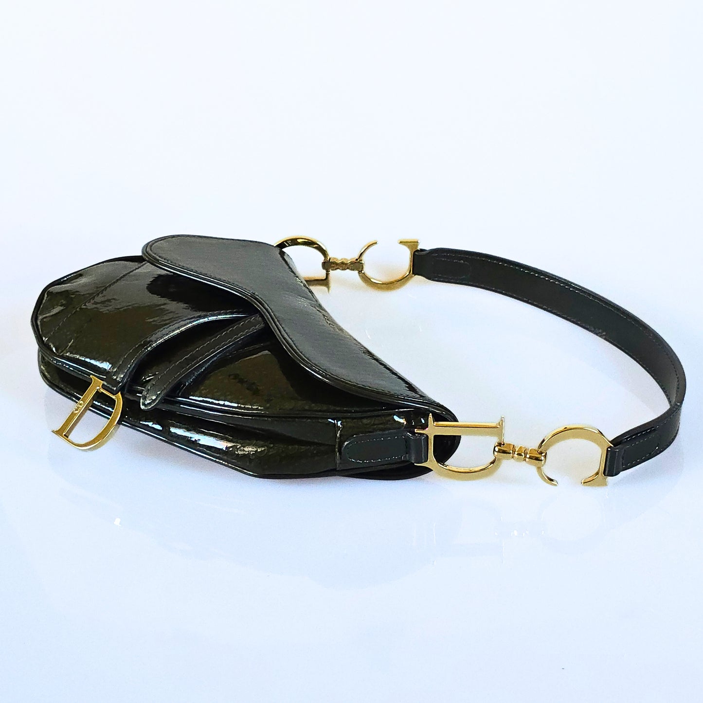 Dior Mini Saddle Diorissimo Patent Leather Green