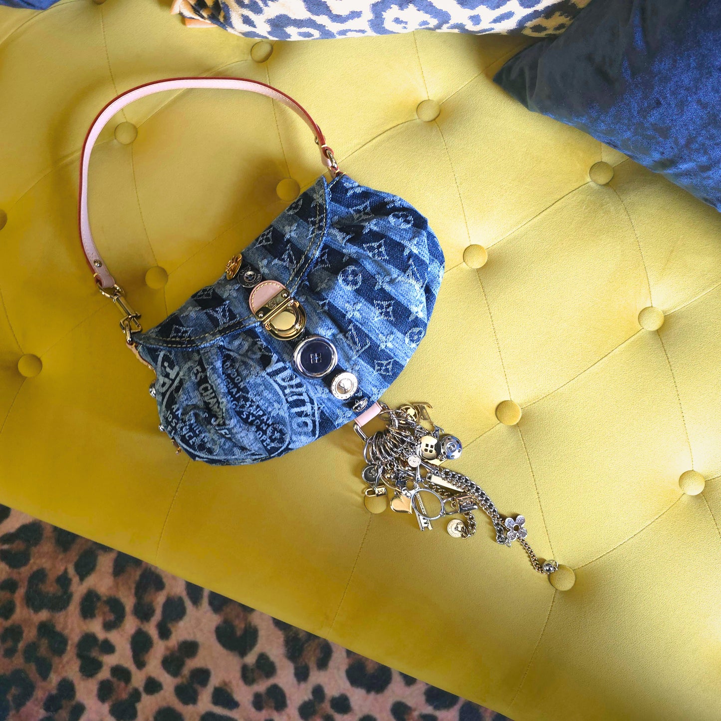 Louis Vuitton Limited Edition 2006 Mini Pleaty Denim Raye with Charms