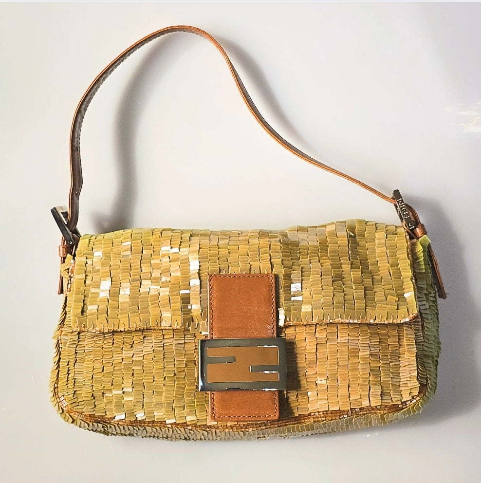 Fendi Sequin Baguette Warm Beige/Tan