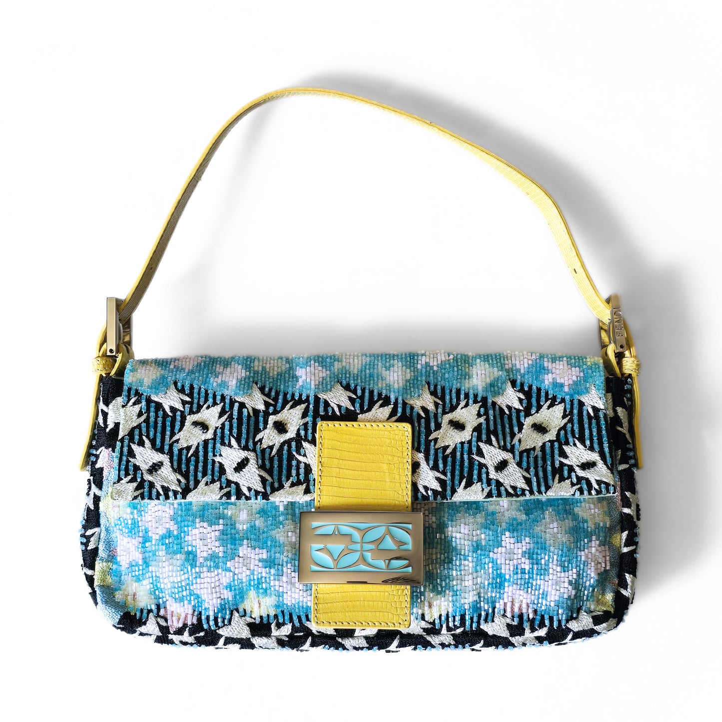 Fendi Baguette Baby Blue Beaded Abstract Embroidery