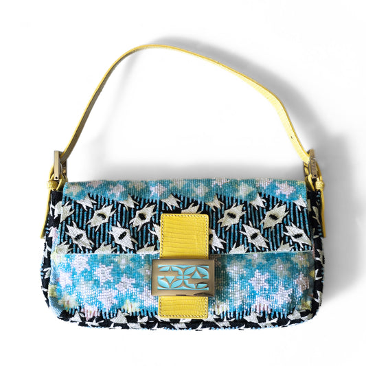 Fendi Baguette Baby Blue Beaded Abstract Embroidery