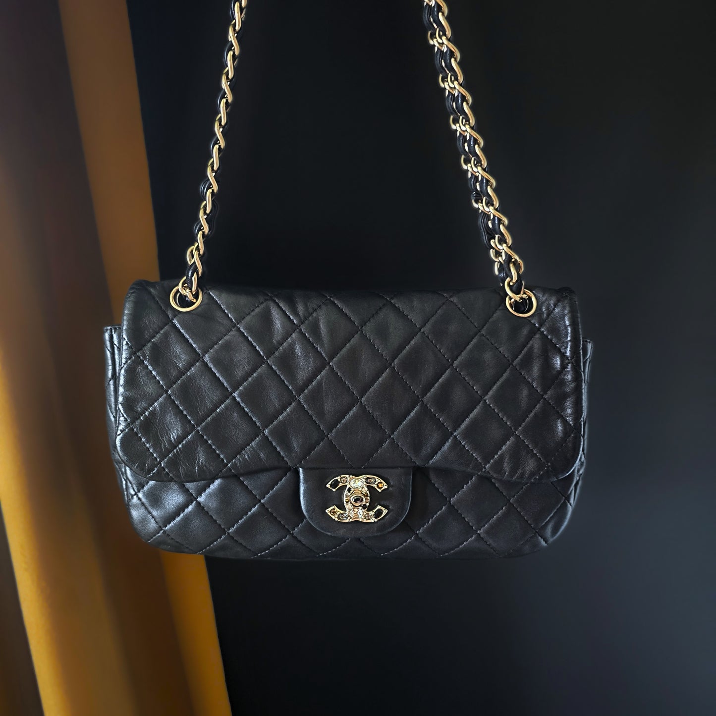 Chanel Precious Gem Turn Lock Single Flap Bag
