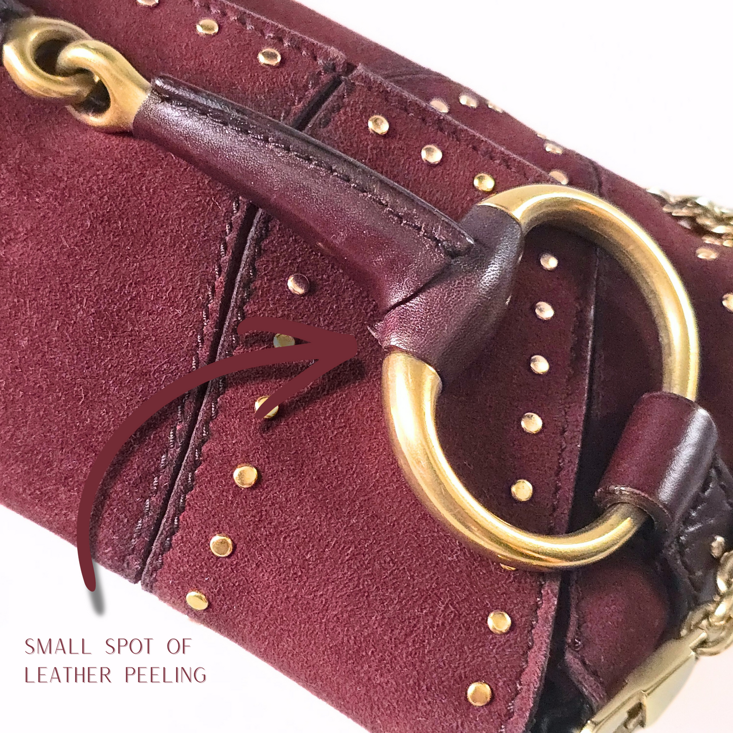 Gucci Horsebit Clutch Tom Ford Era Burgundy Suede Studded