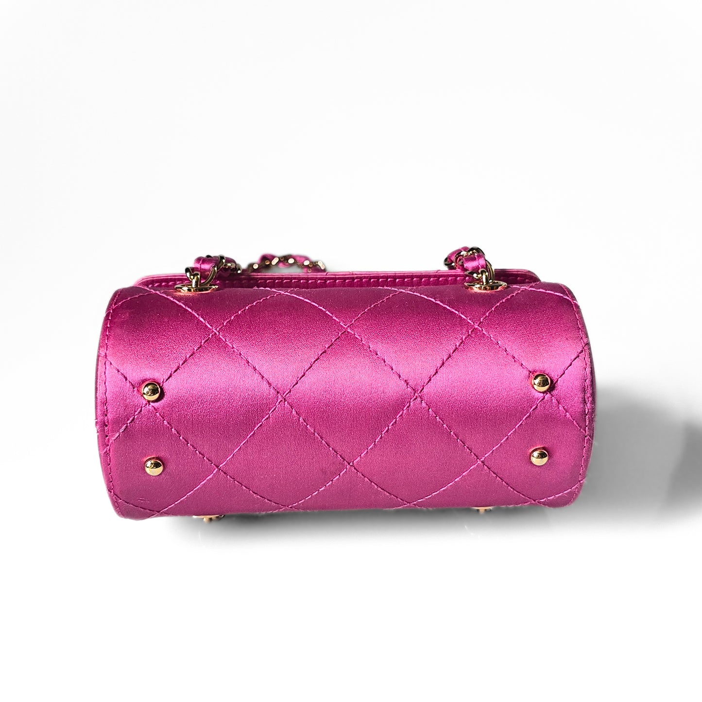Chanel Mini Satin Barrel Bag Fuchsia Pink