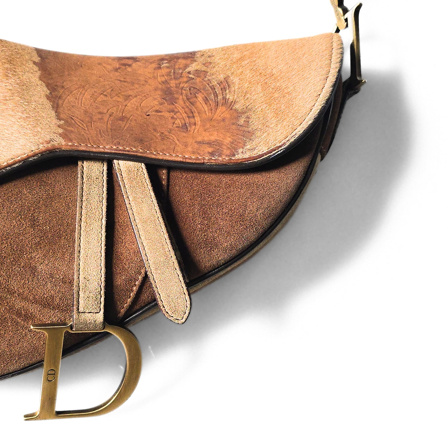 Dior Saddle Bag Ombre Pony-Hair Embossed
