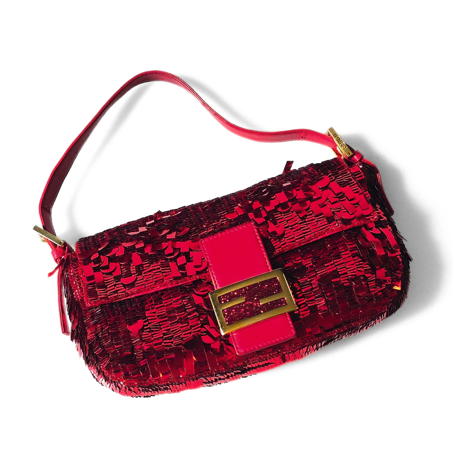 Fendi Baguette Ruby Red Sequins