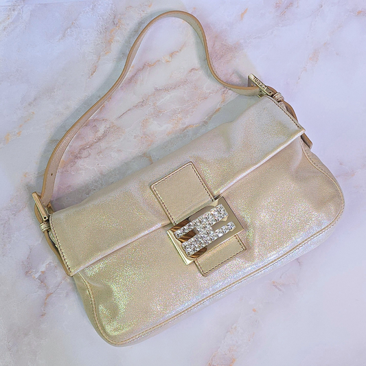 Fendi Baguette Glittery Champagne Gold