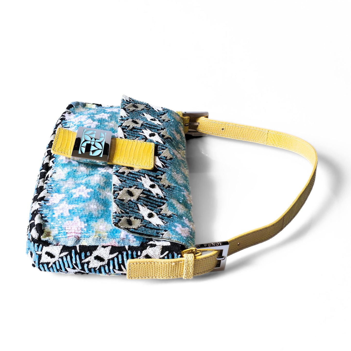 Fendi Baguette Baby Blue Beaded Abstract Embroidery