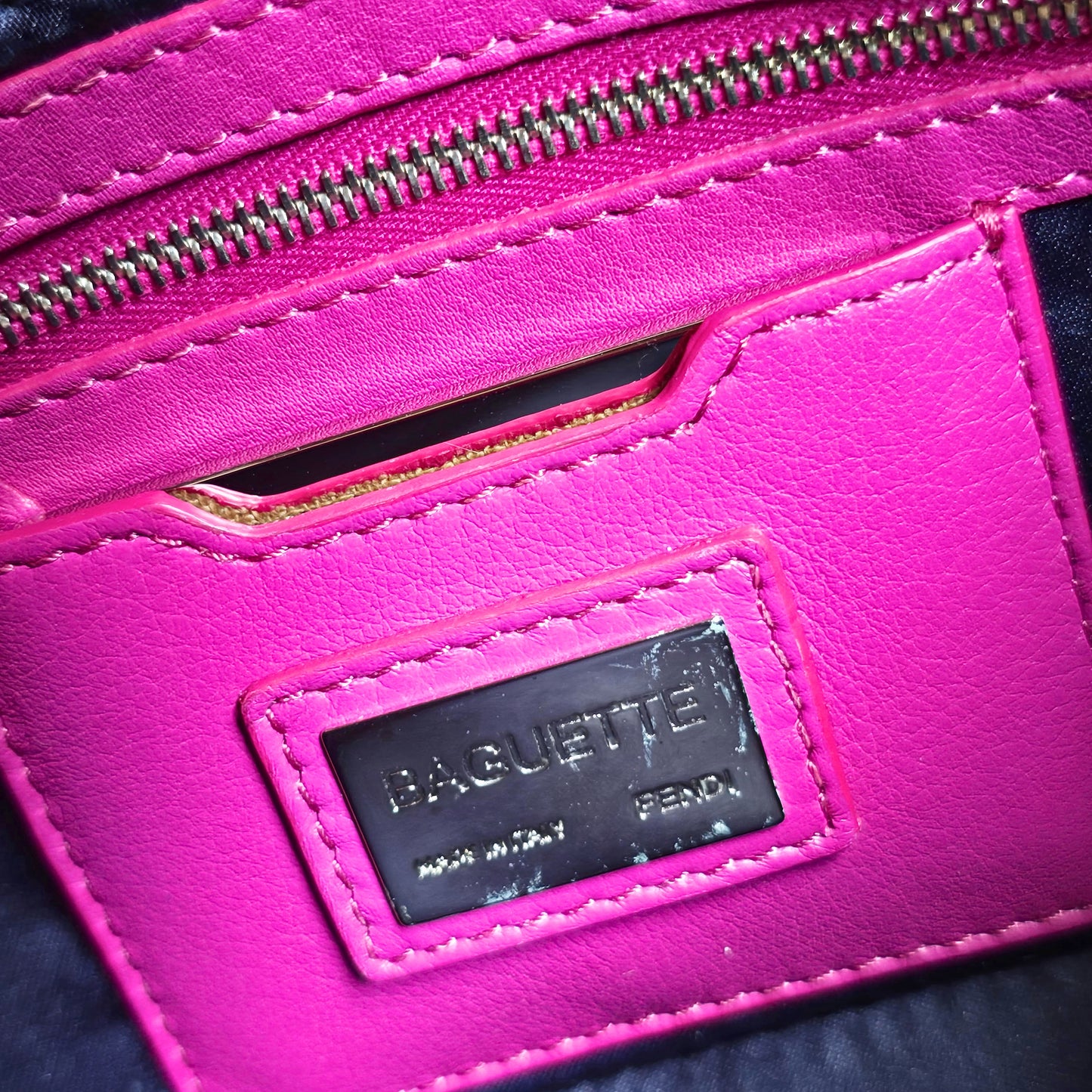 Fendi Baguette Fuchsia Silk Diamond Crystals
