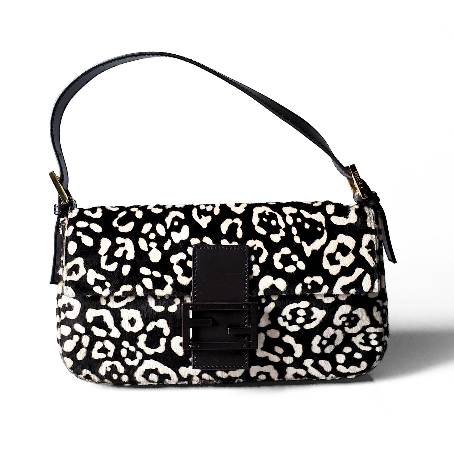 Fendi Baguette Leopard Print Pony-Hair