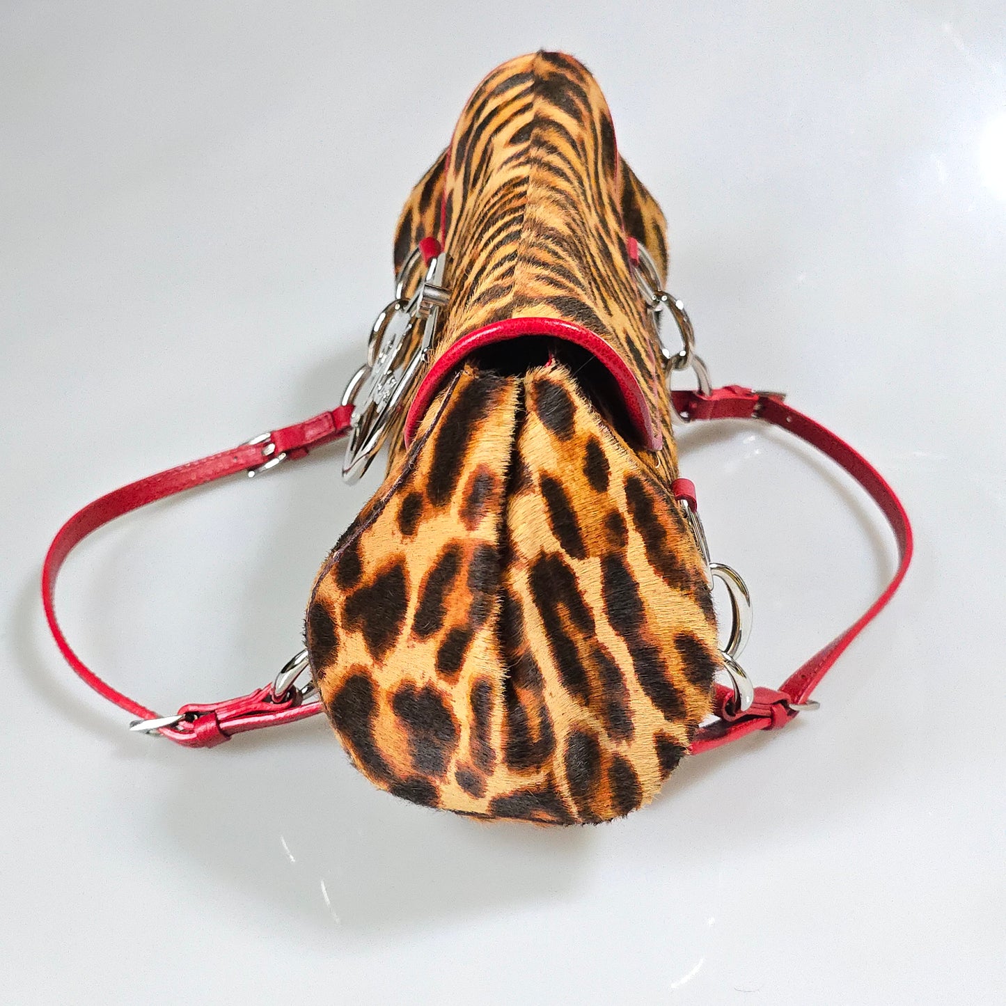 Dior Diva Flap Shoulder Bag Leopard Print Pony Hair