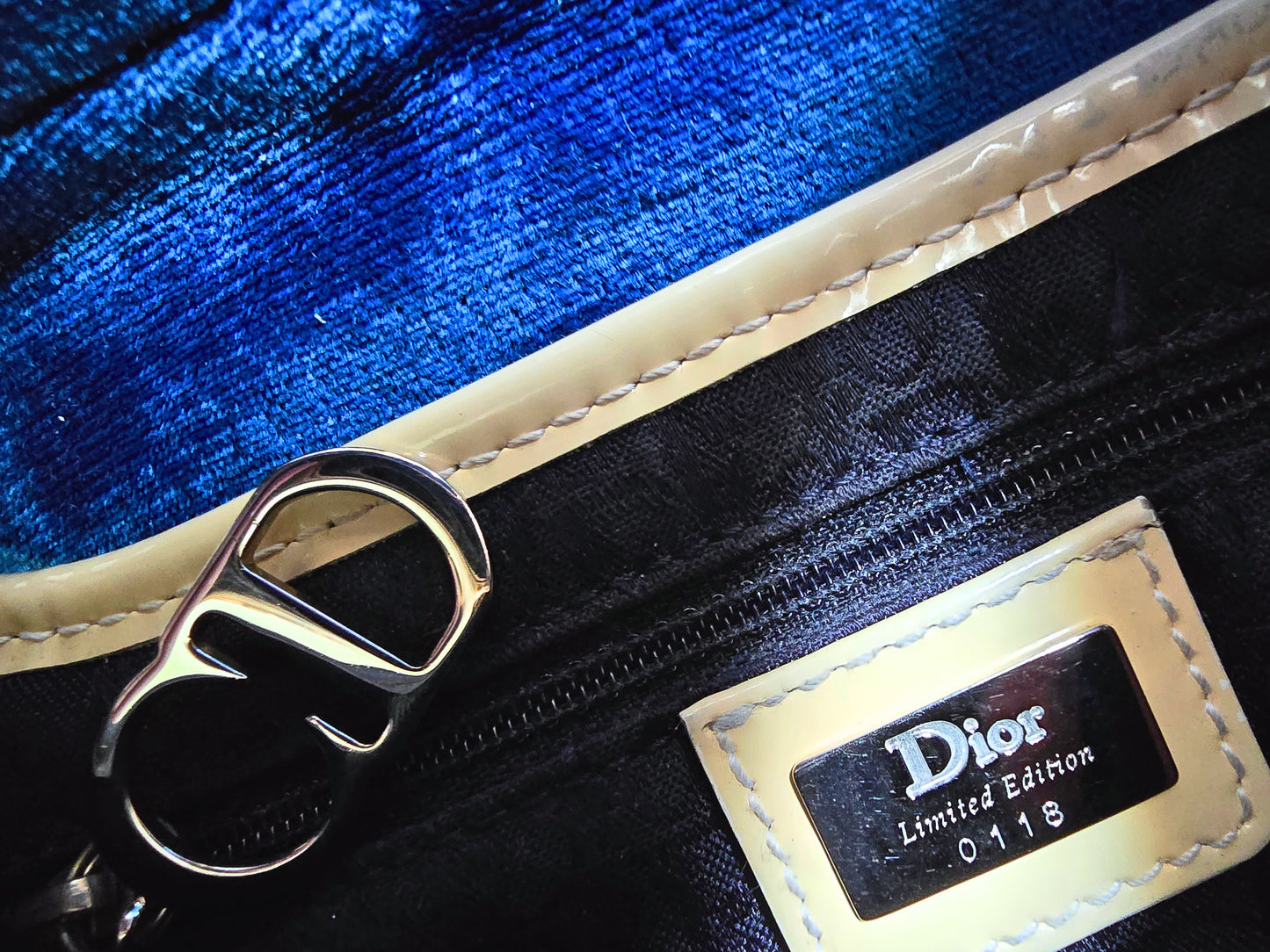 Dior Limited Edition 2003 Adiorable 69 Blue Velvet Saddle Bag