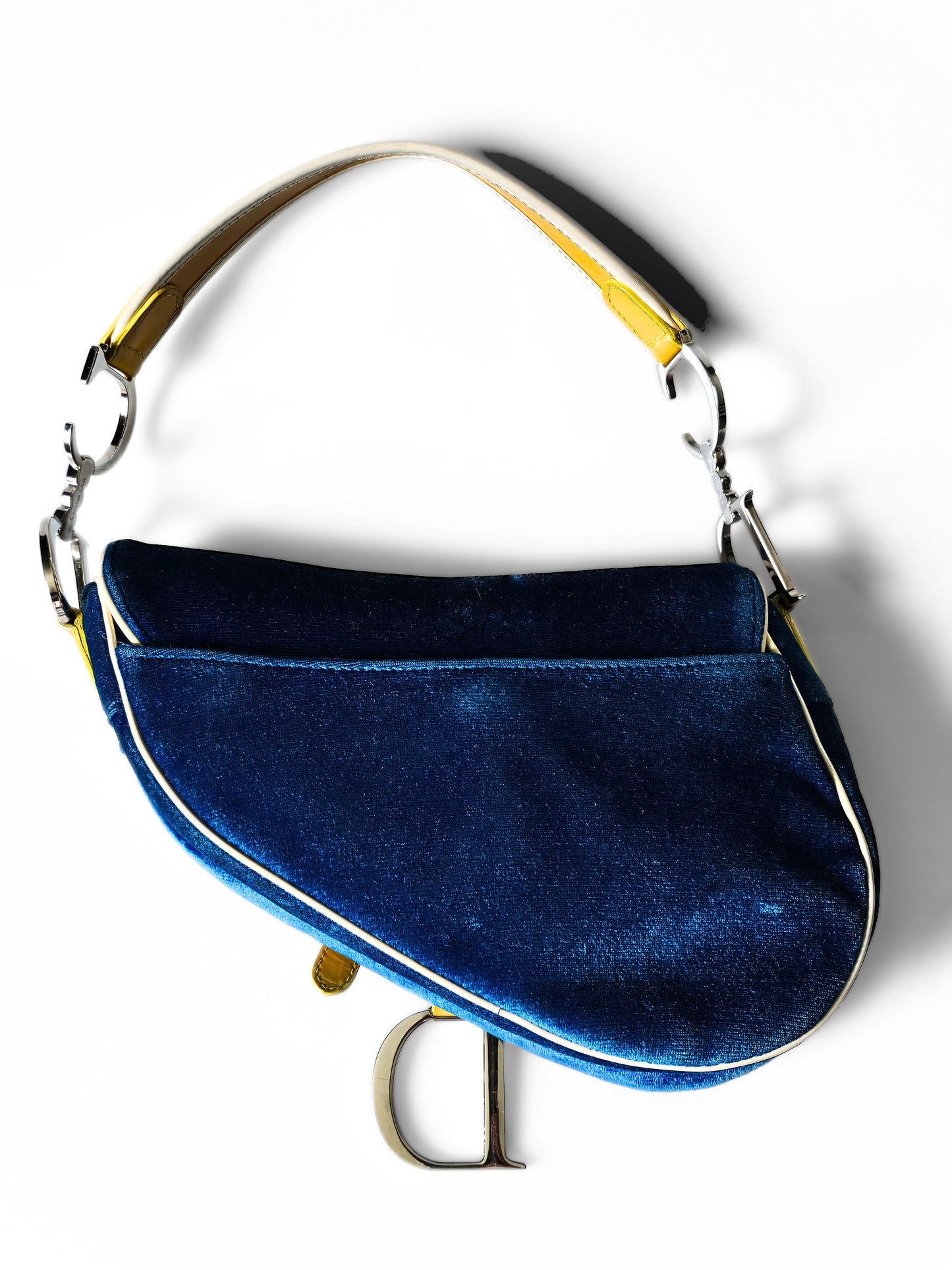 Dior Limited Edition 2003 Adiorable 69 Blue Velvet Saddle Bag