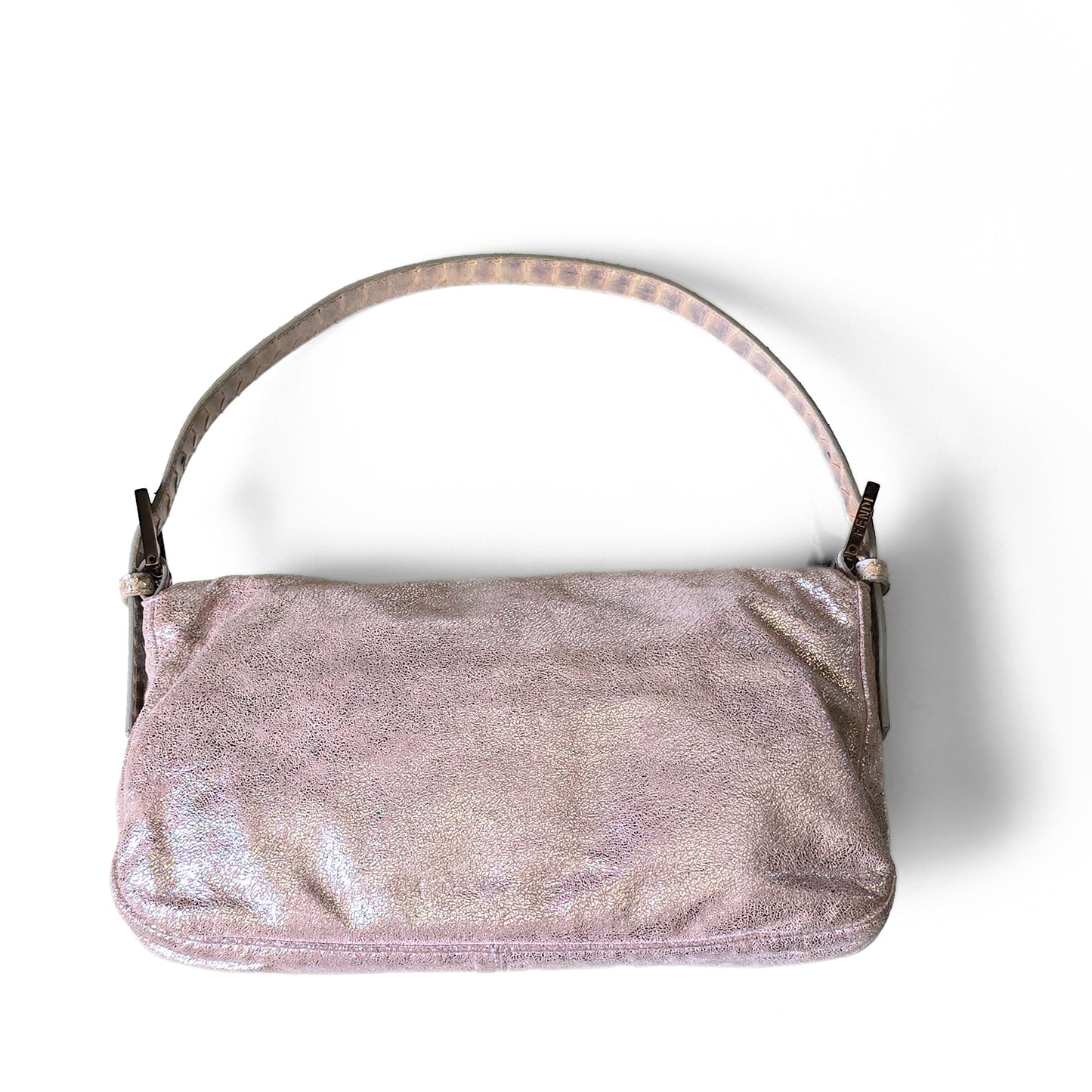 Fendi Baguette Lavender Silver Shimmer Lilac Rhinestone Buckle