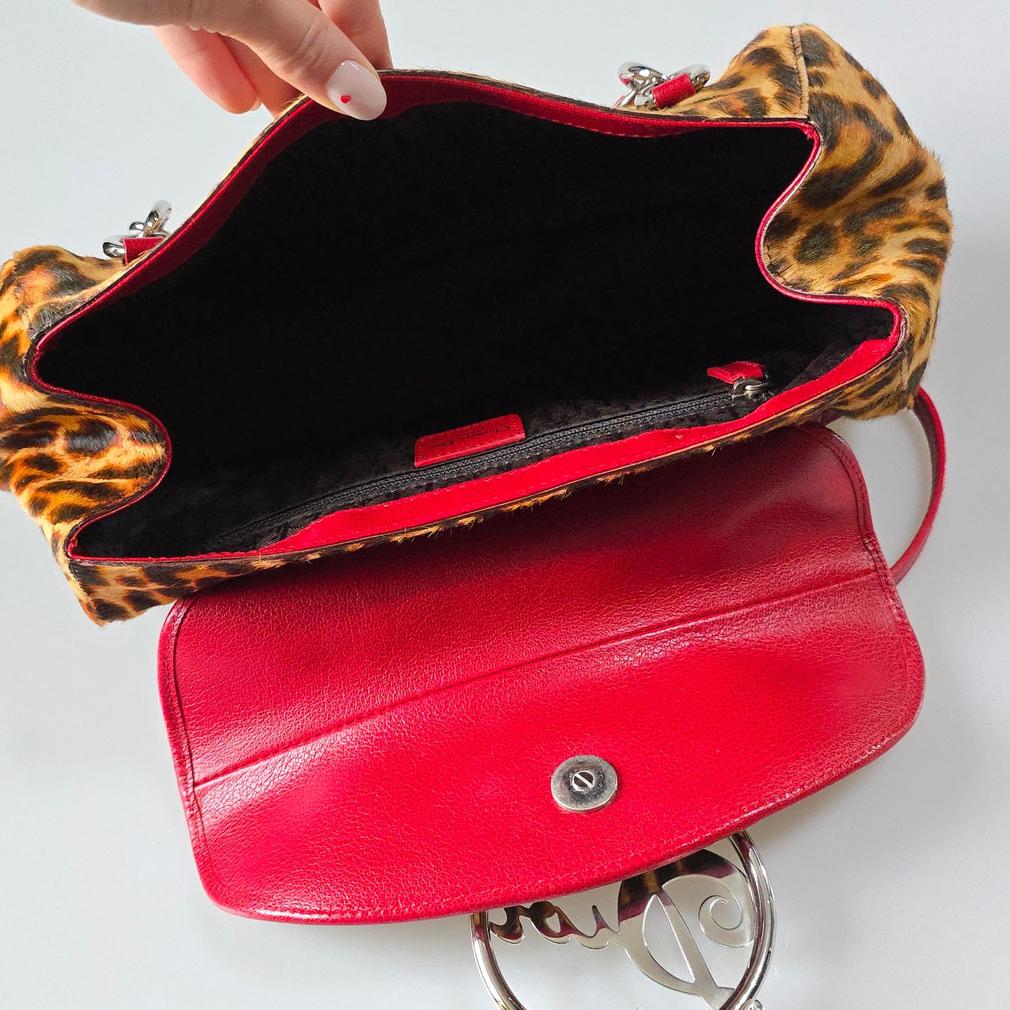 Dior Diva Flap Shoulder Bag Leopard Print Pony Hair