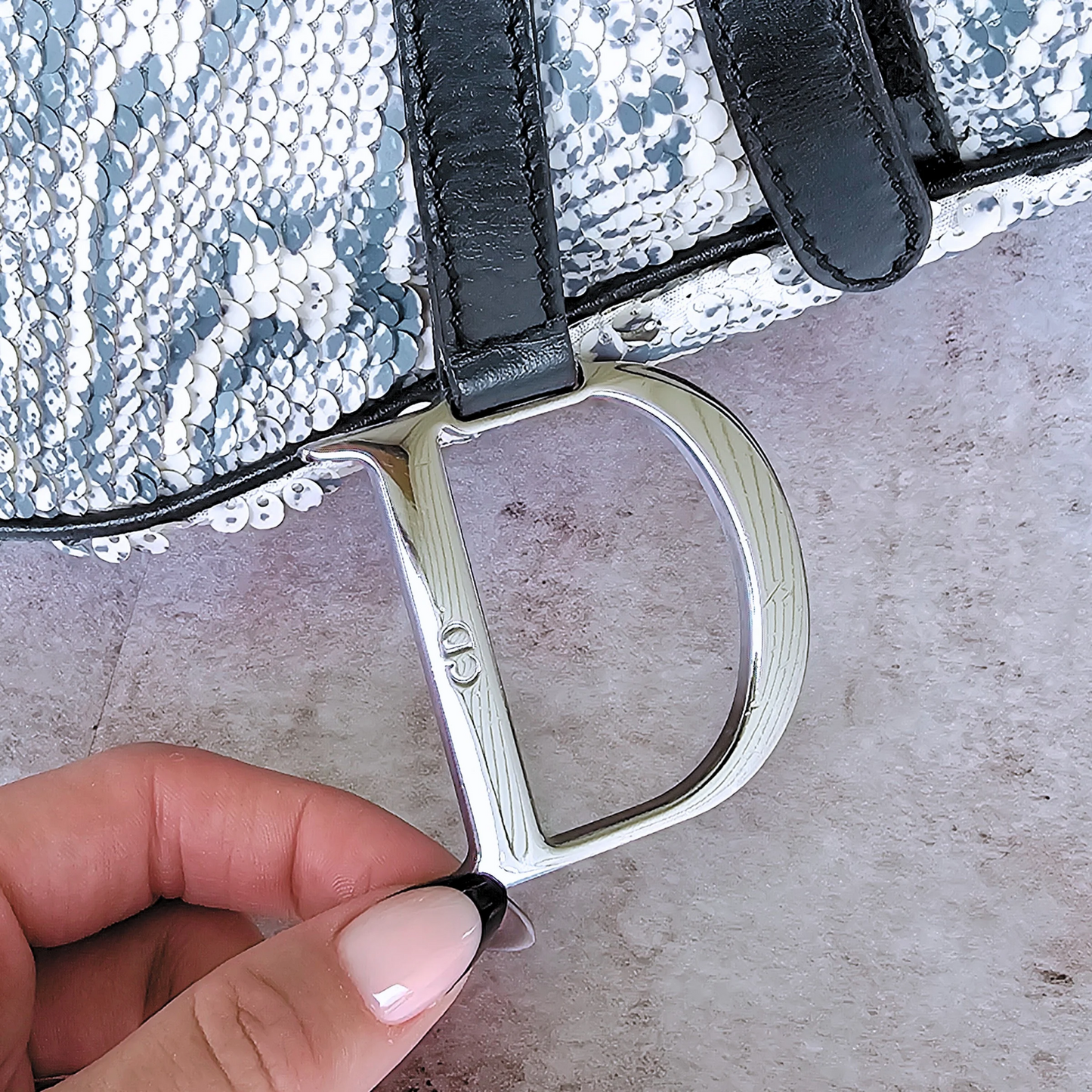 Dior Snakeskin Pattern Sequin Saddle Bag