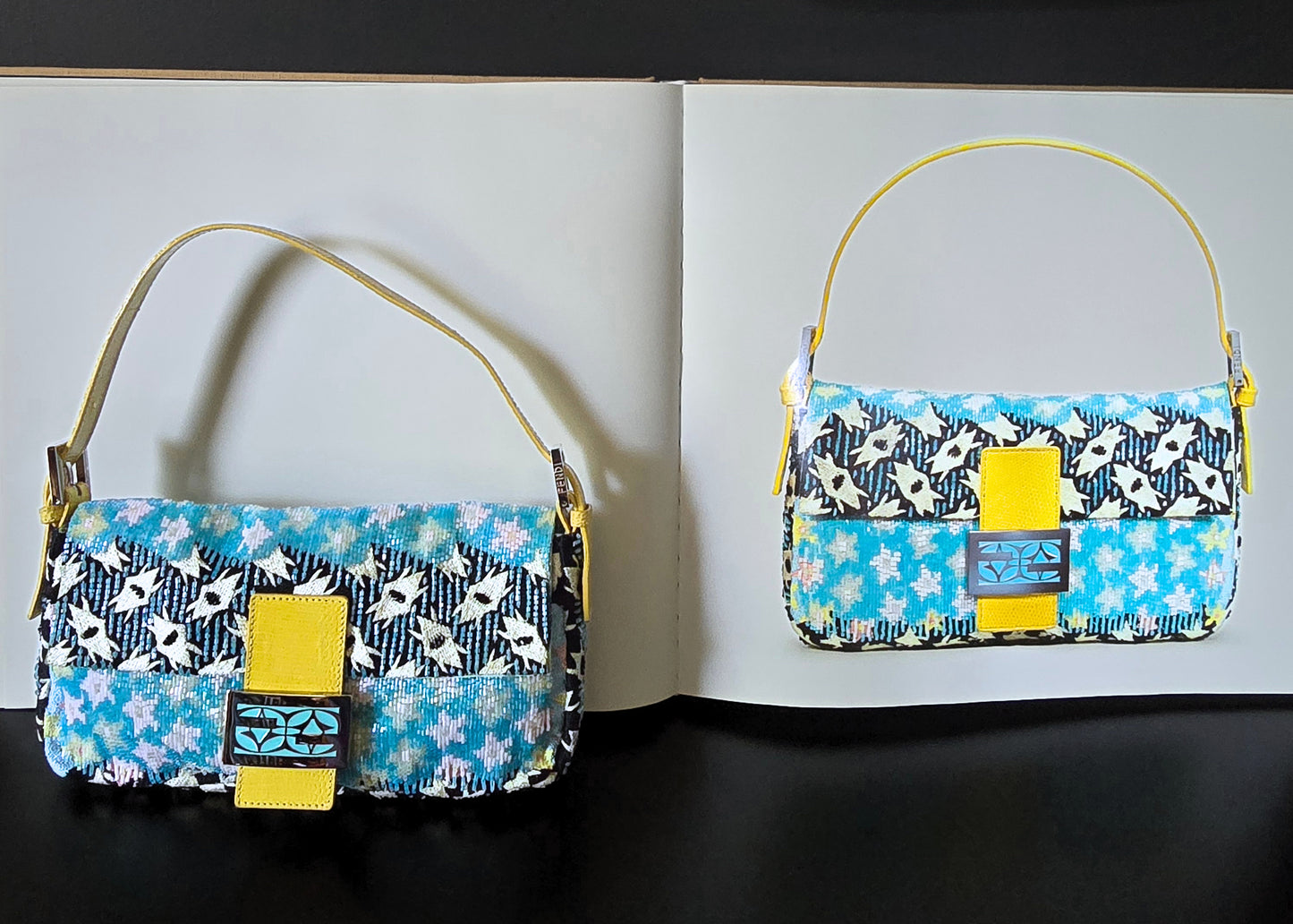 Fendi Baguette Baby Blue Beaded Abstract Embroidery
