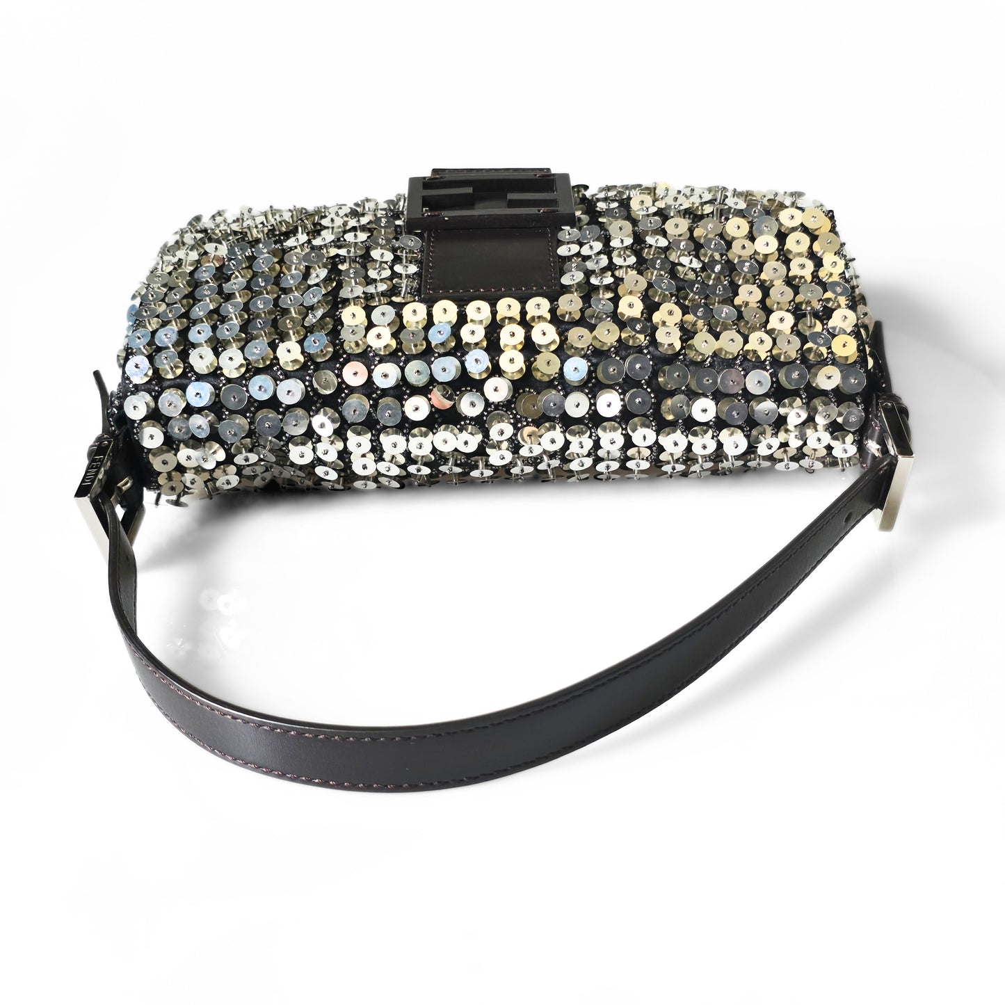 Fendi Baguette Silver 3D Sequins