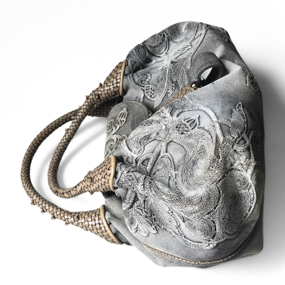 Fendi Limited Edition Denim Spy Bag Embroidered Rhinestone Squirrels