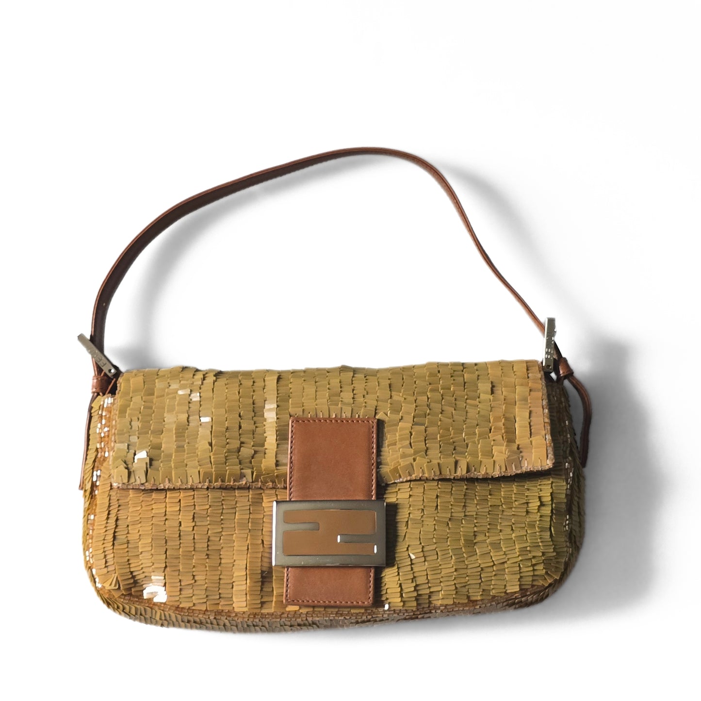 Fendi Baguette Caramel Brown Sequins