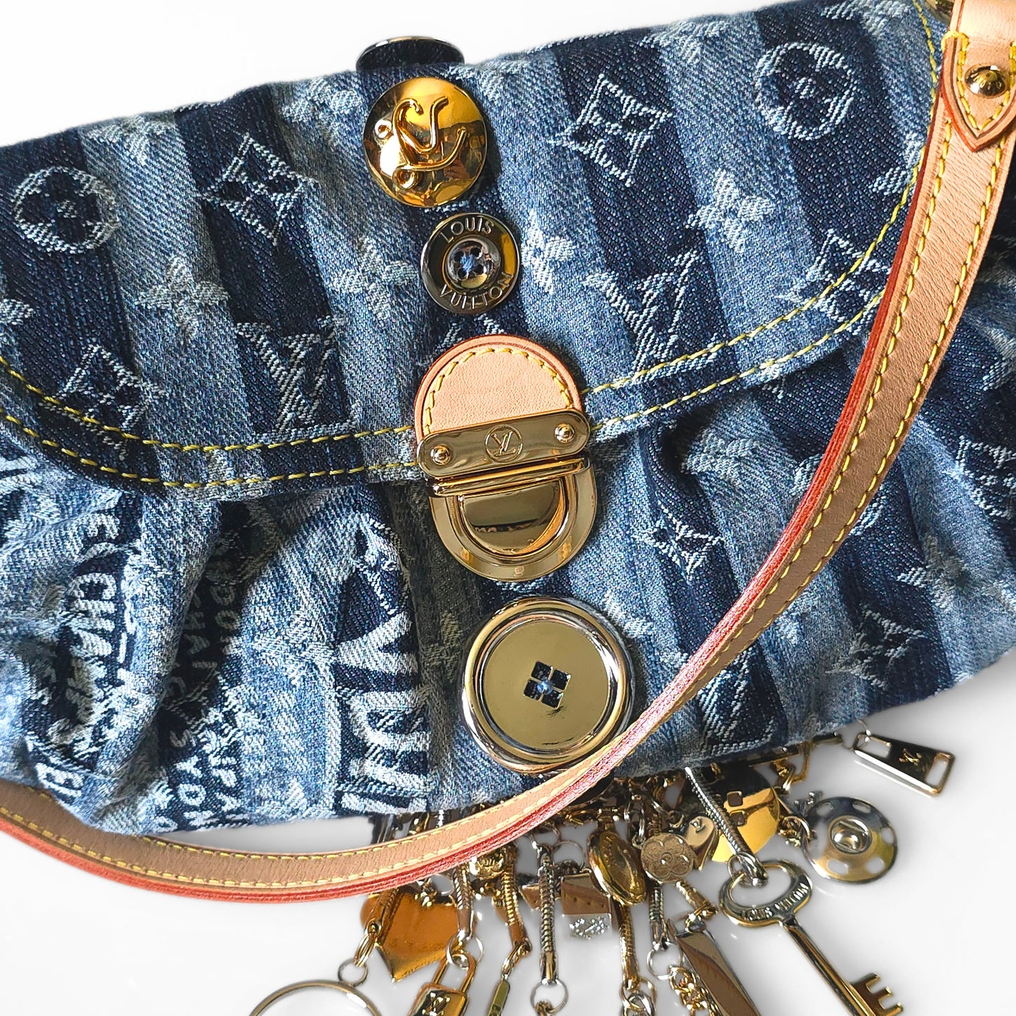 Louis Vuitton Limited Edition 2006 Mini Pleaty Denim Raye with Charms
