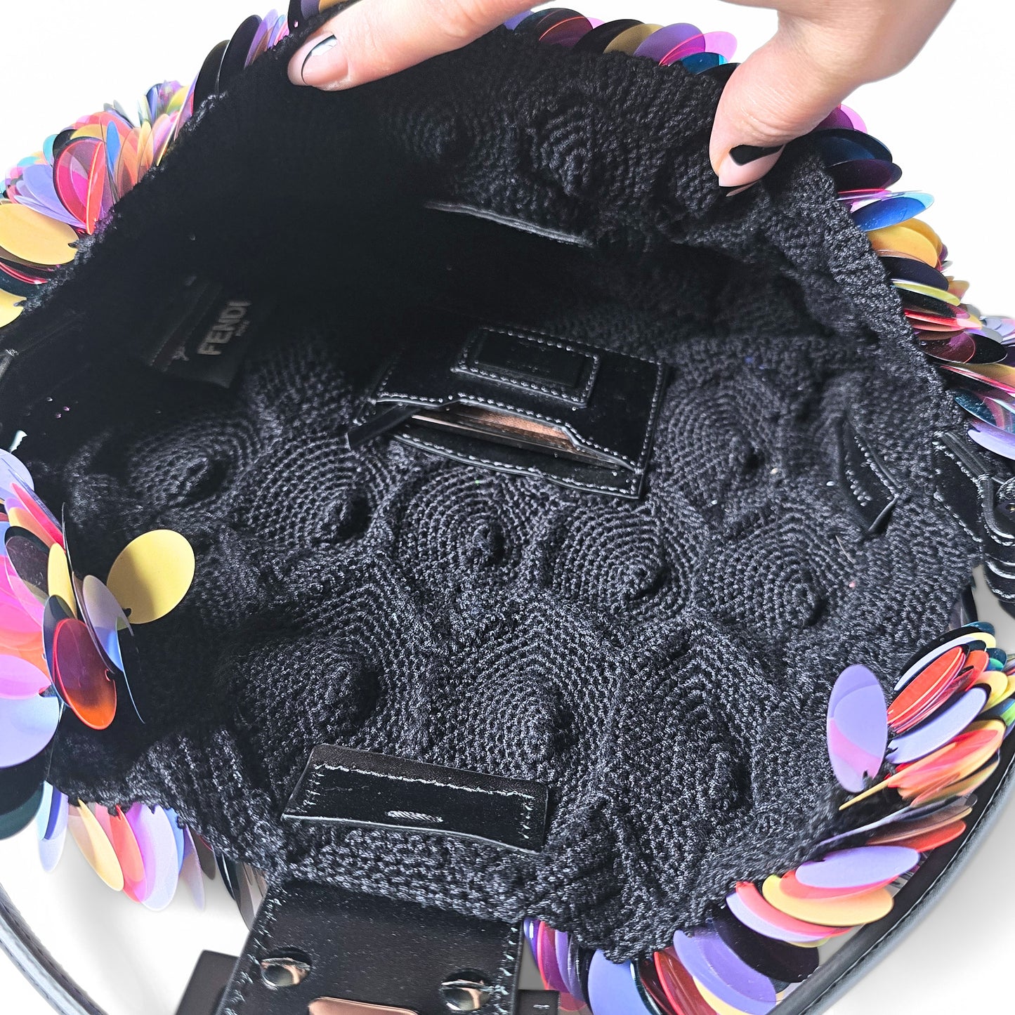 Fendi Baguette Paillettes Swirl Stitch Sequins