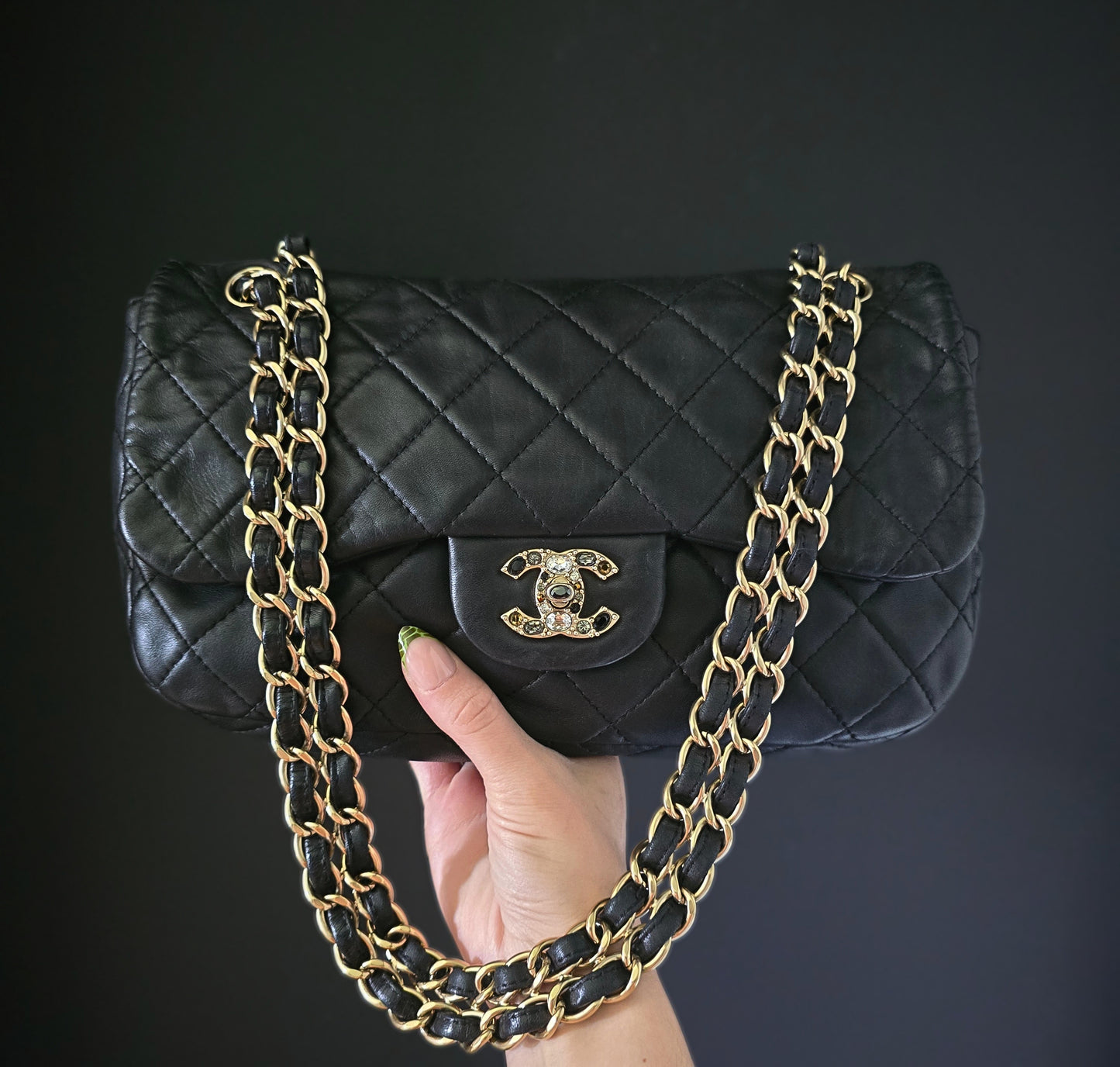 Chanel Precious Gem Turn Lock Single Flap Bag