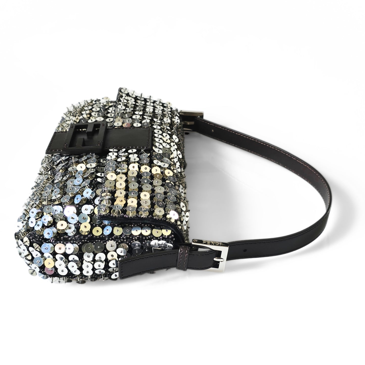 Fendi Baguette Silver 3D Sequins