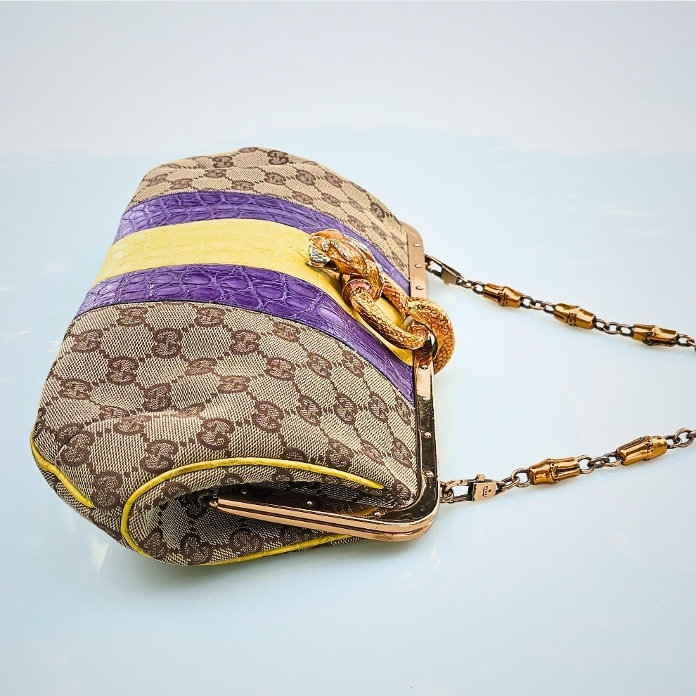 Gucci by Tom Ford Limited Edition Serpent Frame Bag with Alligator Trim